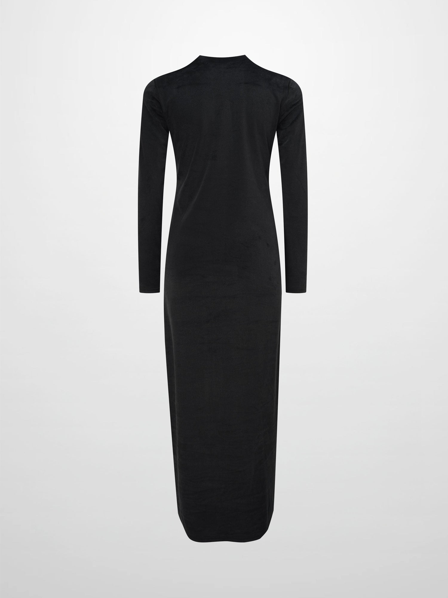 Velour Button Down Maxi Dress-Black