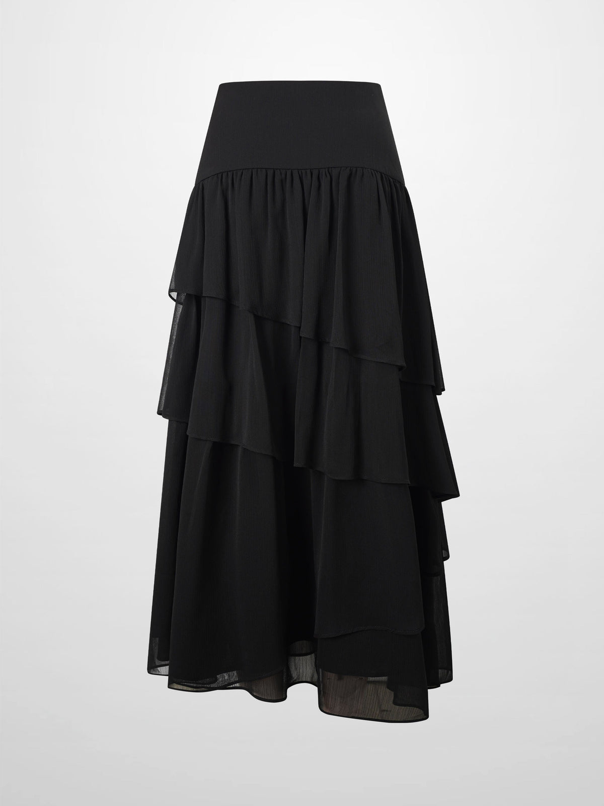 Chiffon Layered Skirt-Black