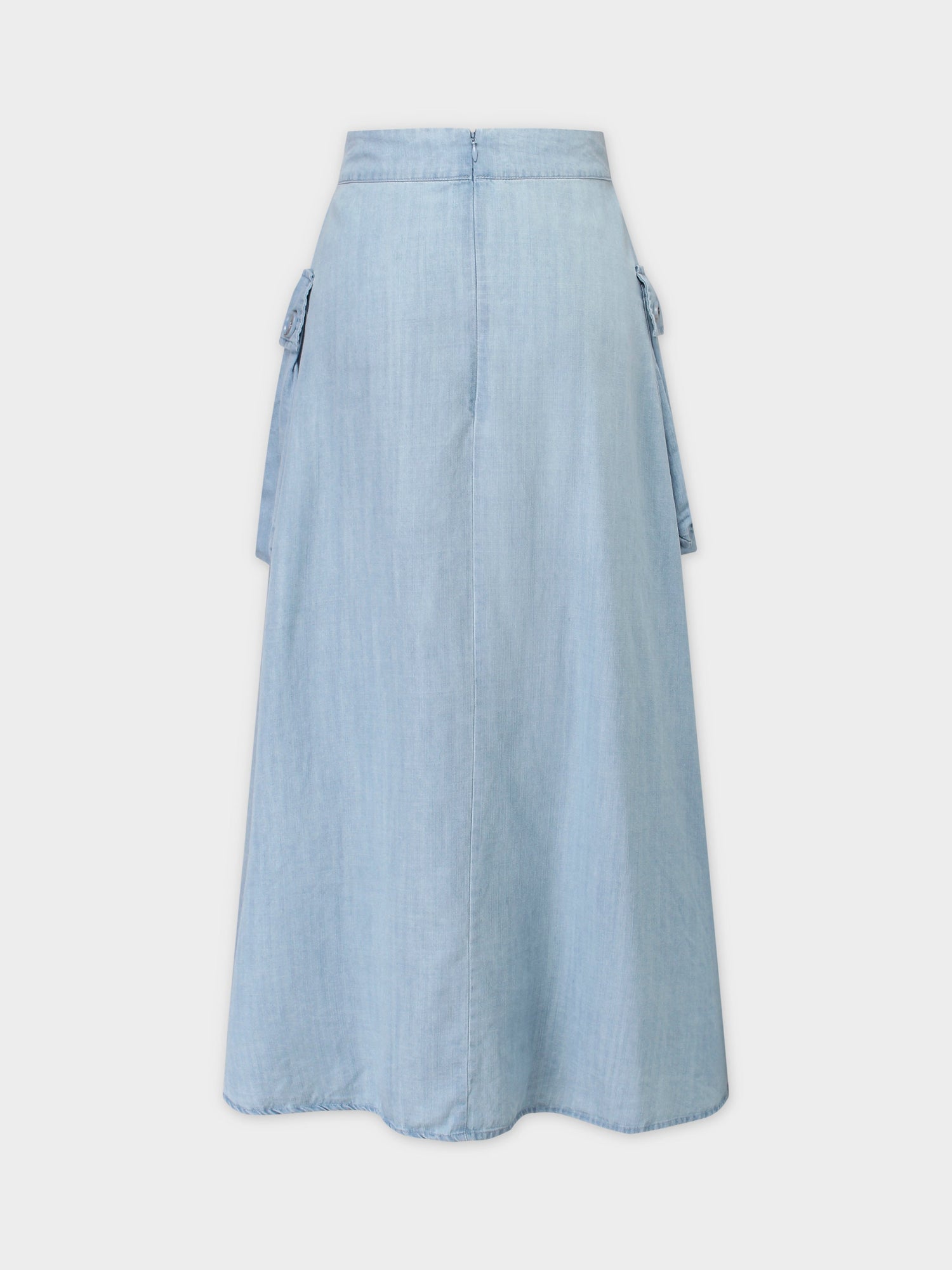 Button Cargo Pocket Skirt-Denim