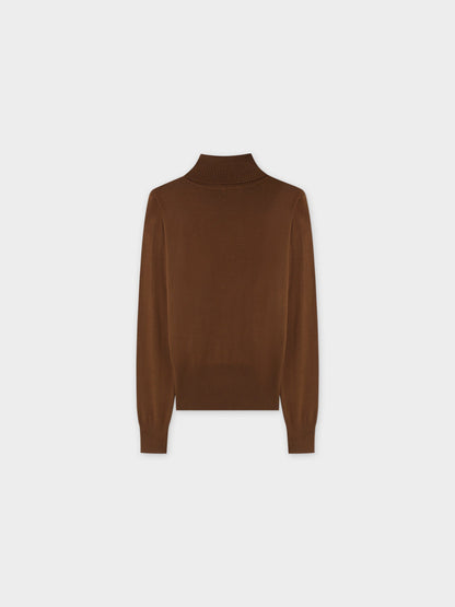 PLEATED TURTLENECK-BROWN