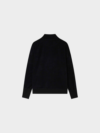 Velour Half Zip-Black