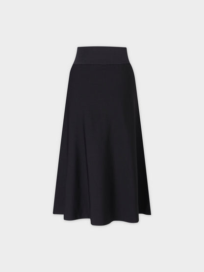 KNIT FLARED SKIRT-25"-BLACK