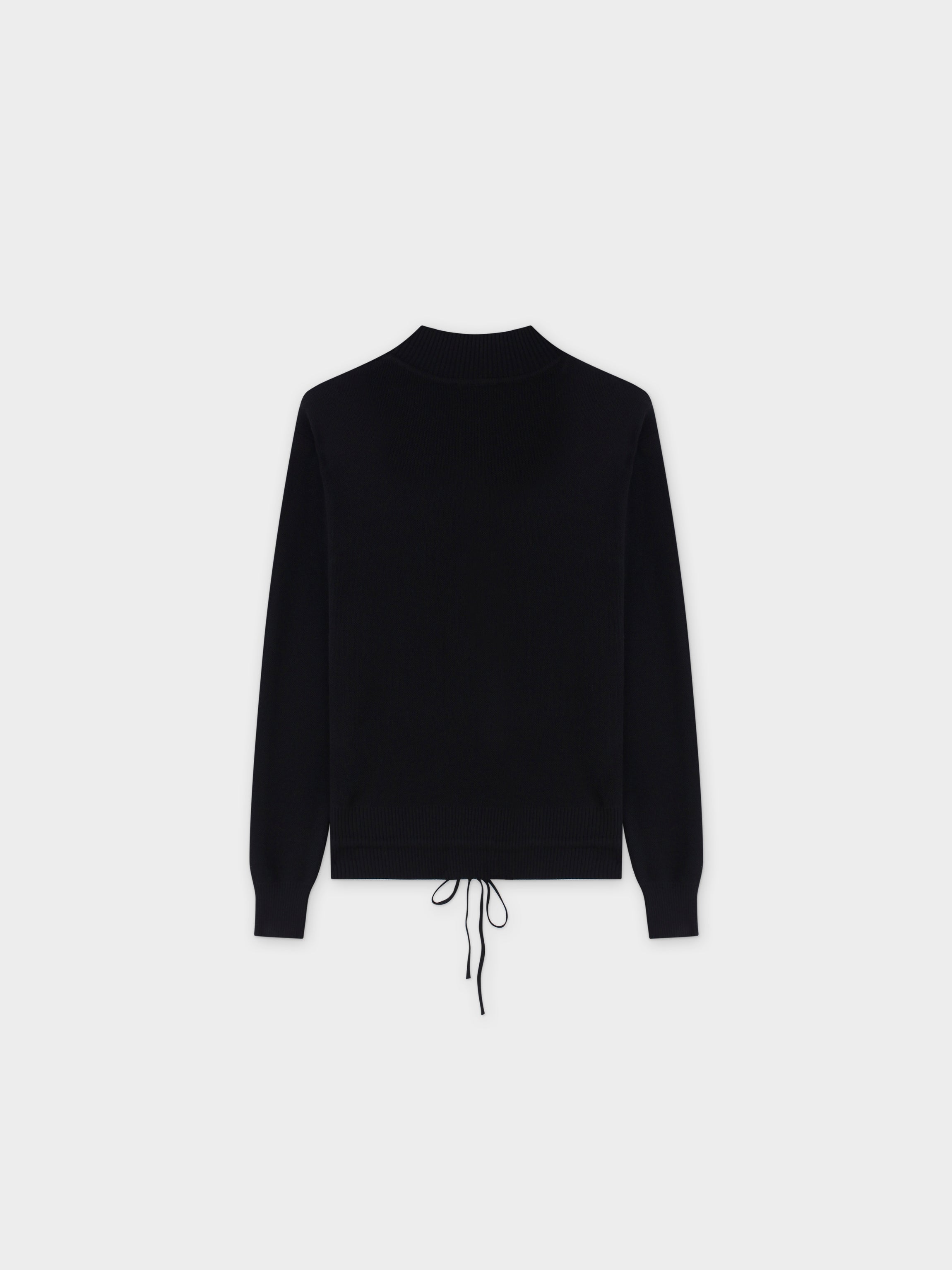 DRAWSTRING POCKET SWEATER-BLACK