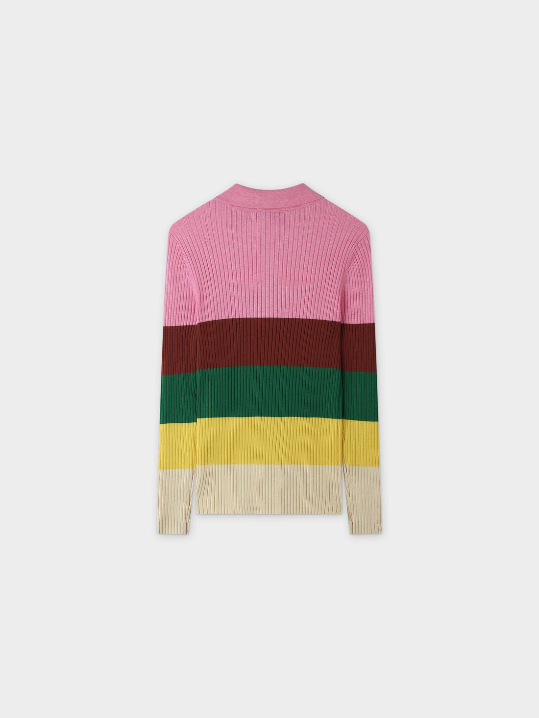Ribbed Striped Polo Sweater-Sunset Stripe