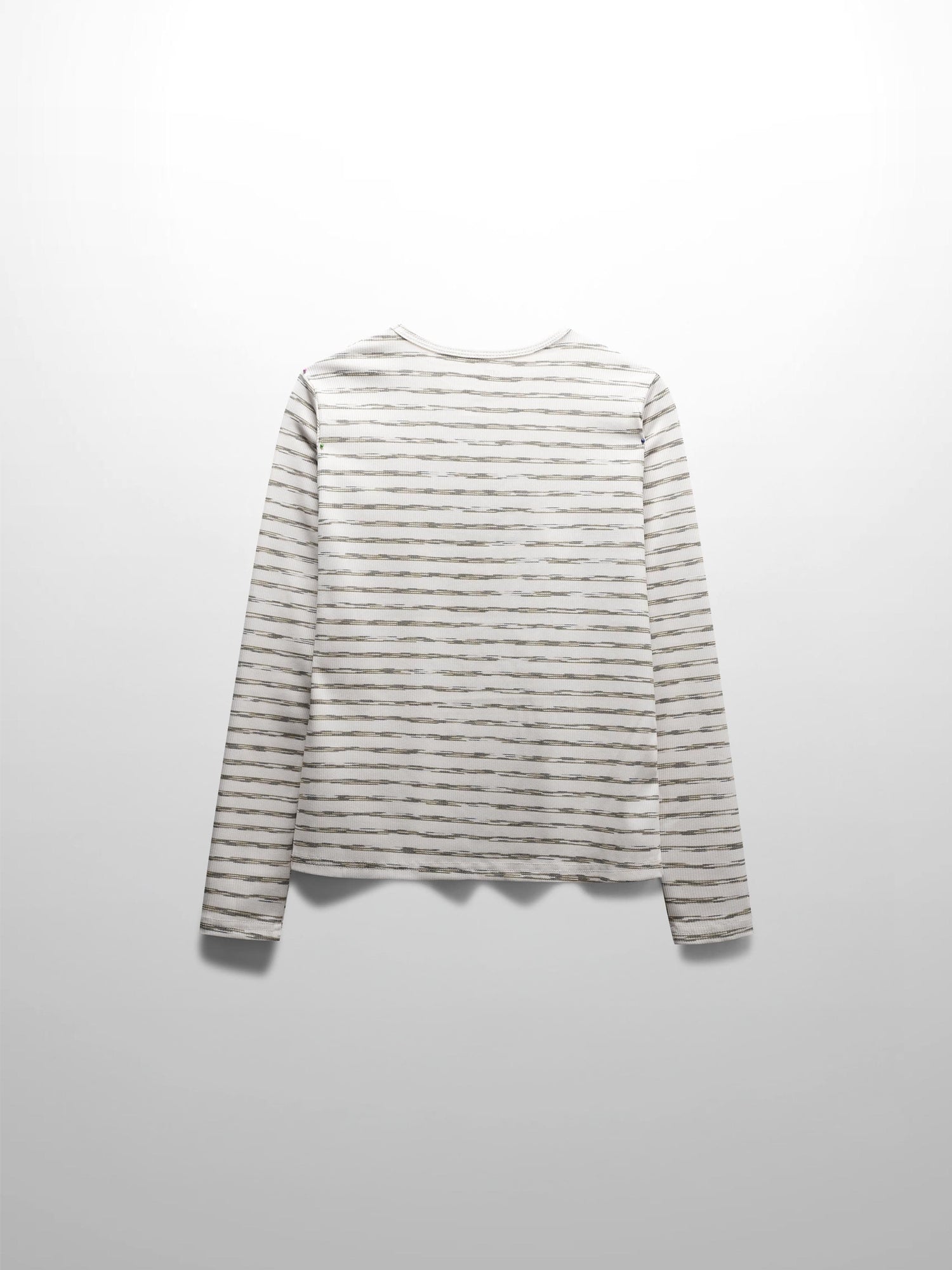 Multi Striped Ribbed Crew-Space Dye Olive