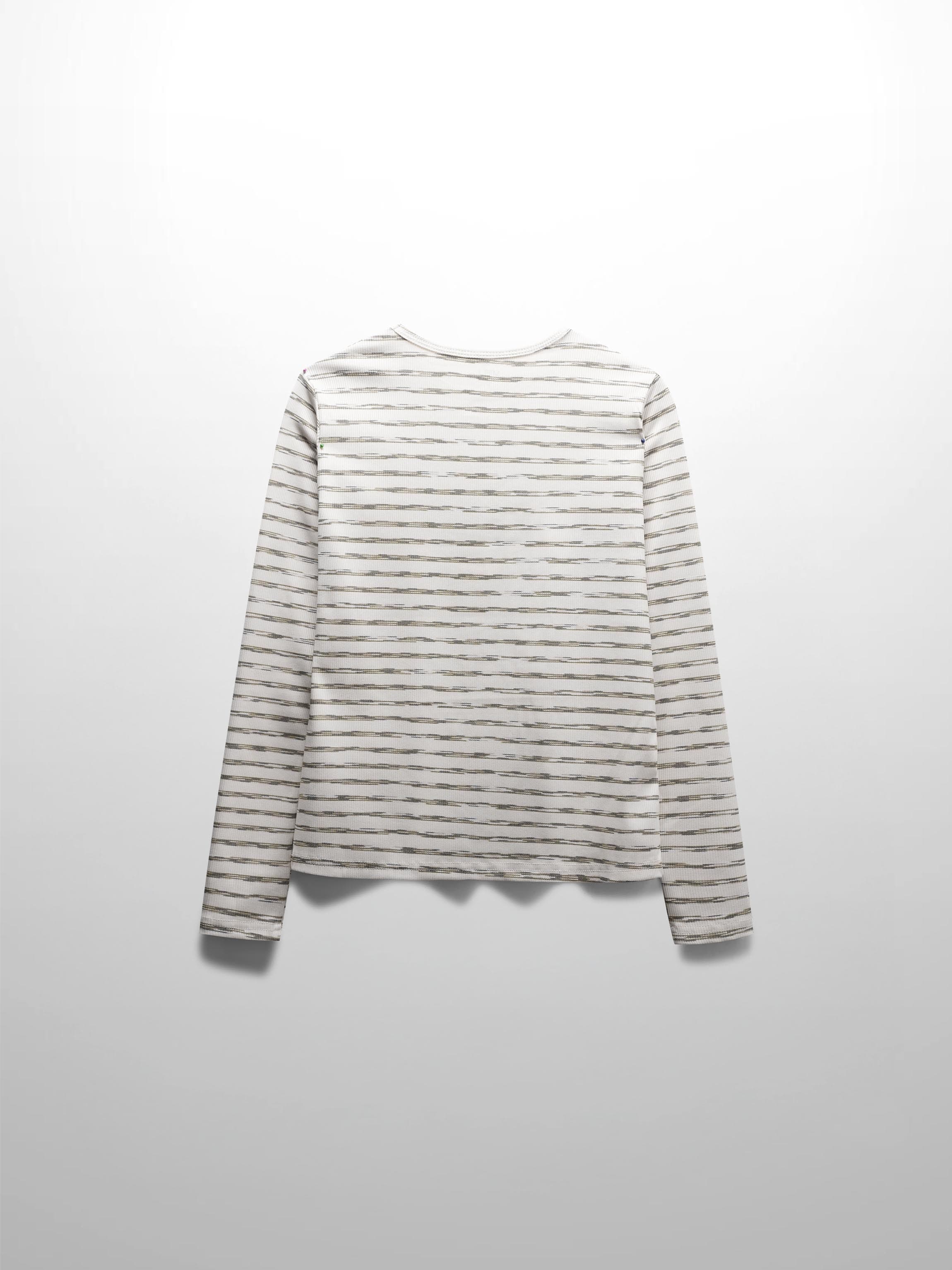 Multi Striped Ribbed Crew-Space Dye Olive