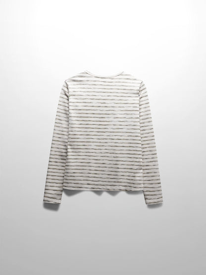 Multi Striped Ribbed Crew-Space Dye Olive
