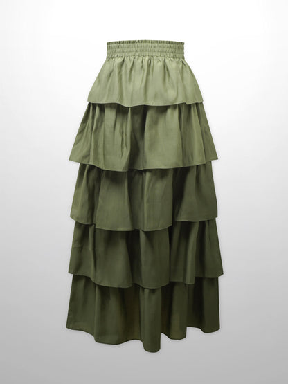 The Emme Layered Skirt-Olive