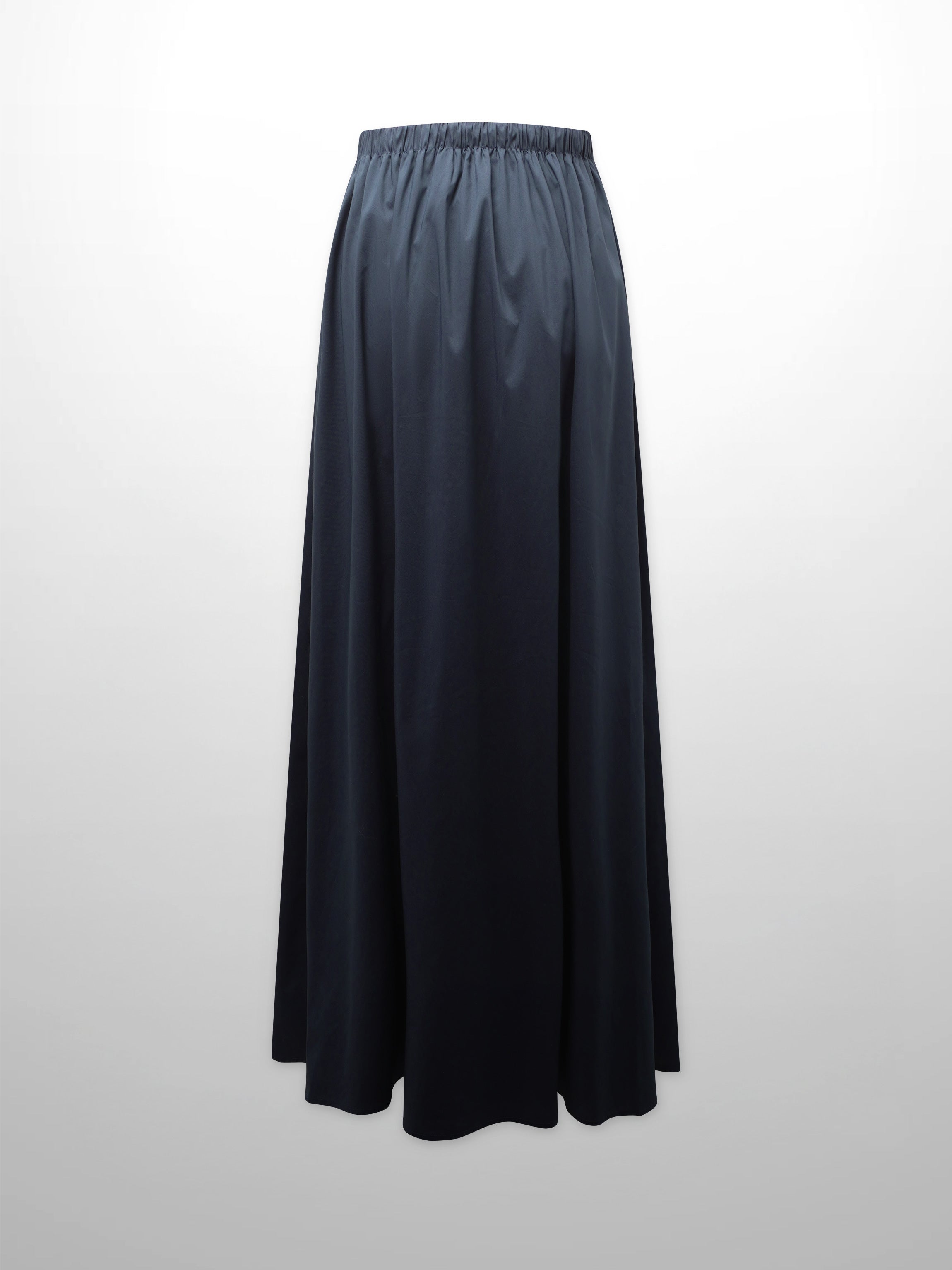 Front Zipper Cotton Circle Skirt-Navy