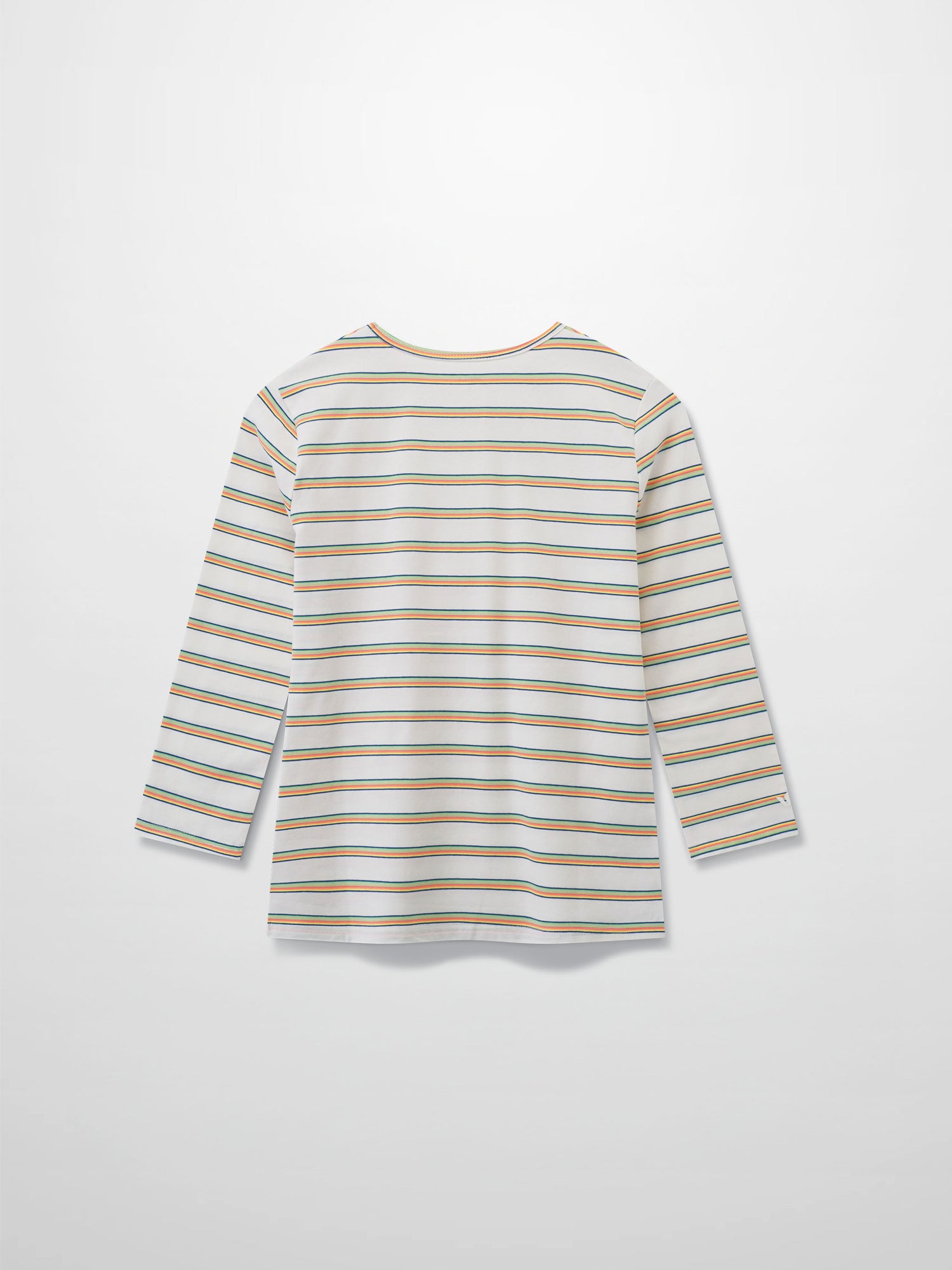 Flat Striped Crew Tee 3Q-White/Neon Stripe