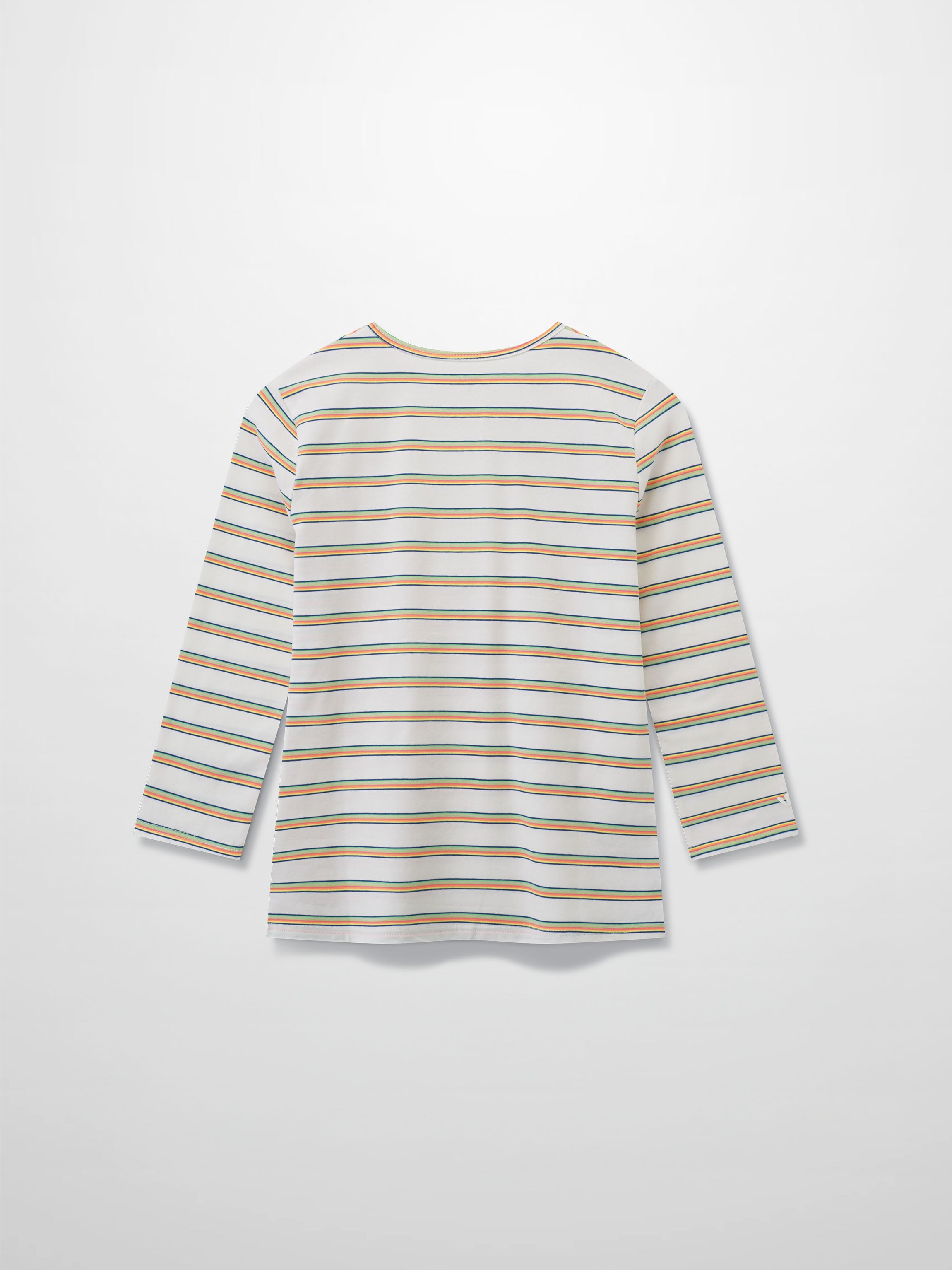Flat Striped Crew Tee 3Q-White/Neon Stripe