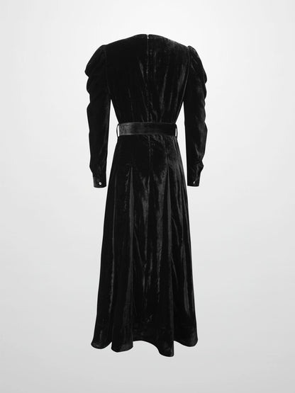 Velvet Flare Dress-Black