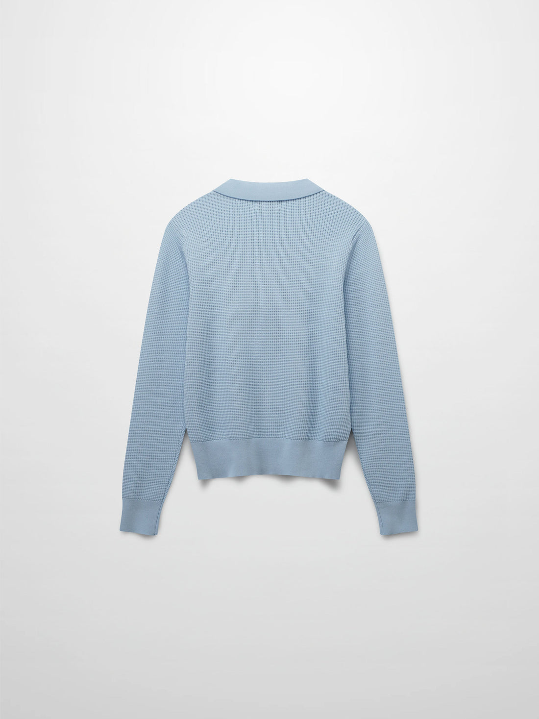 Waffle Collared Sweater-Light Blue