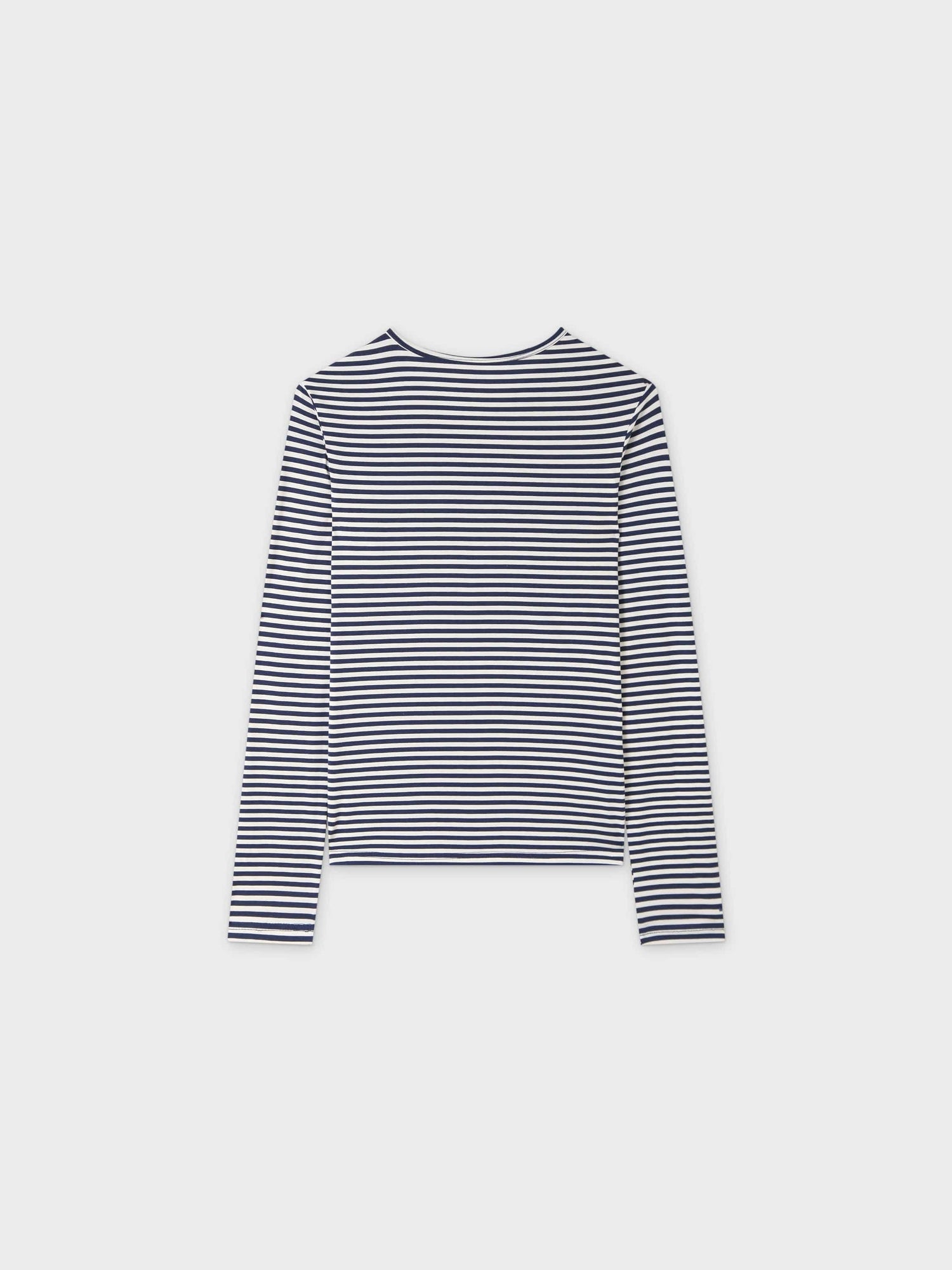 Thin Stripe High V Tee-Cream/Navy