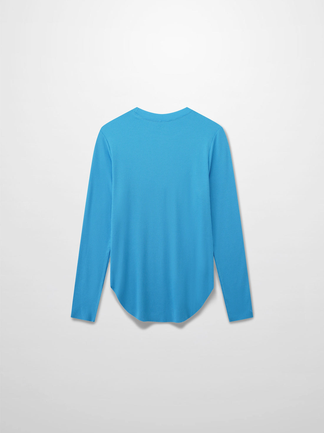 Rounded Hem Ribbed T-Shirt-Sky Blue