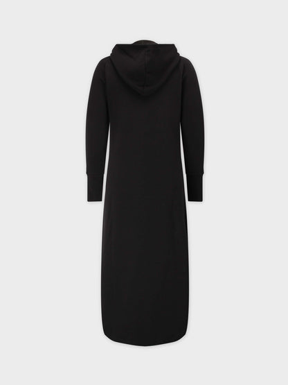 Hooded Sweatshirt Dress-Black