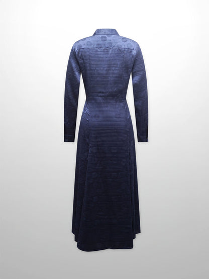 Collared A-Line Shirtdress-Navy