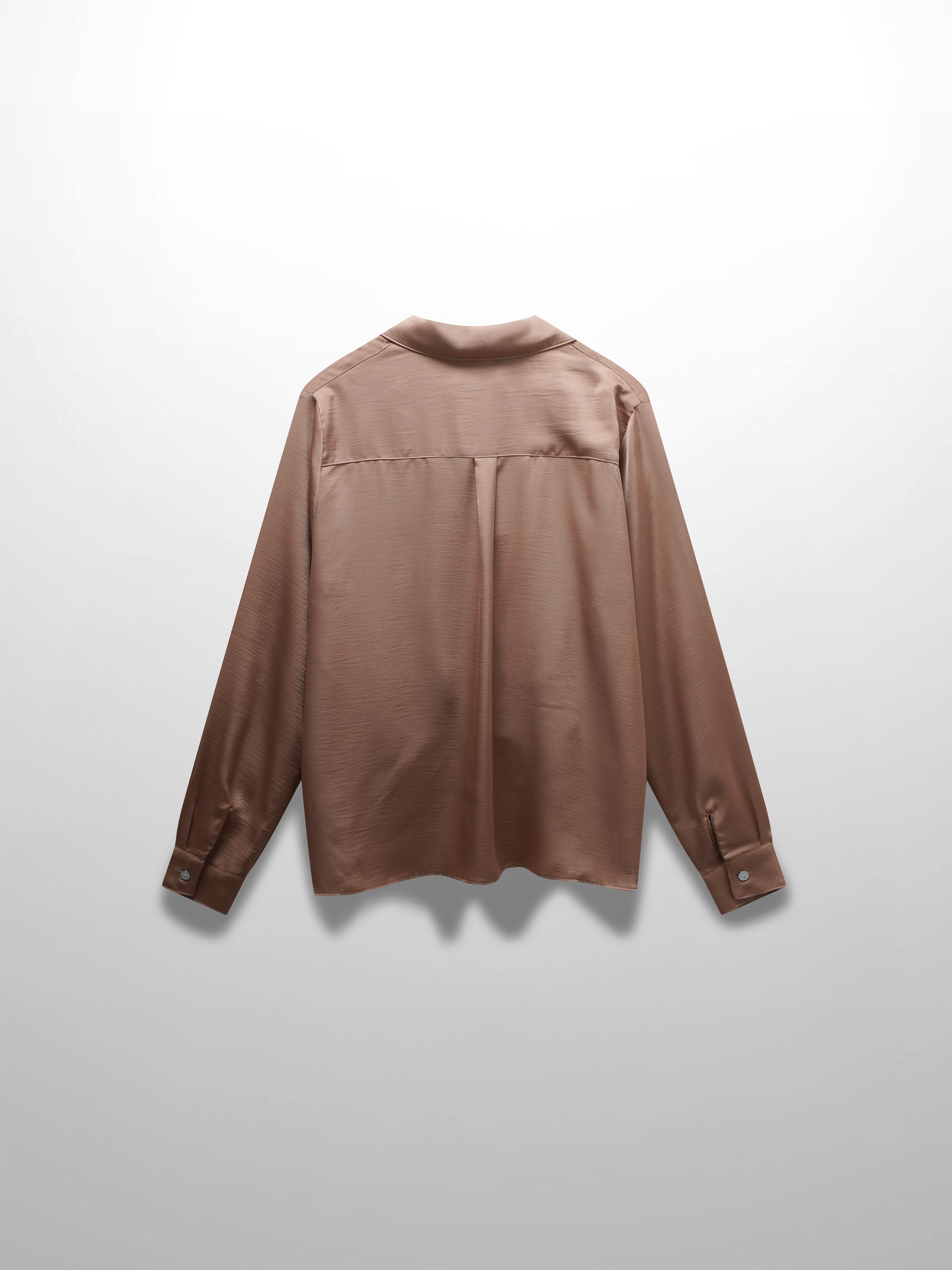 High/Low Faux Satin Crossover Top-Taupe