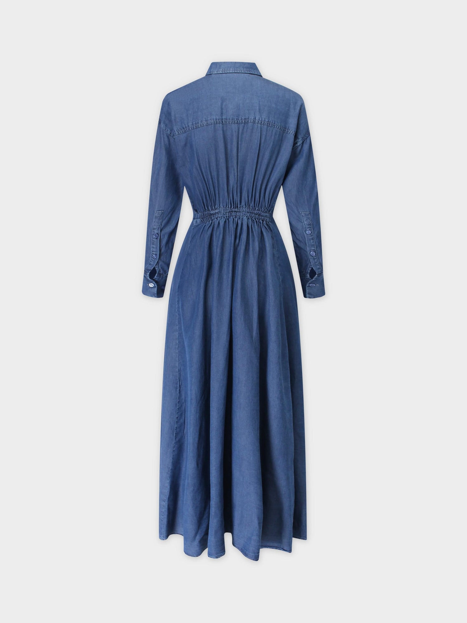 ELASTIC WAIST SHIRTDRESS-DENIM