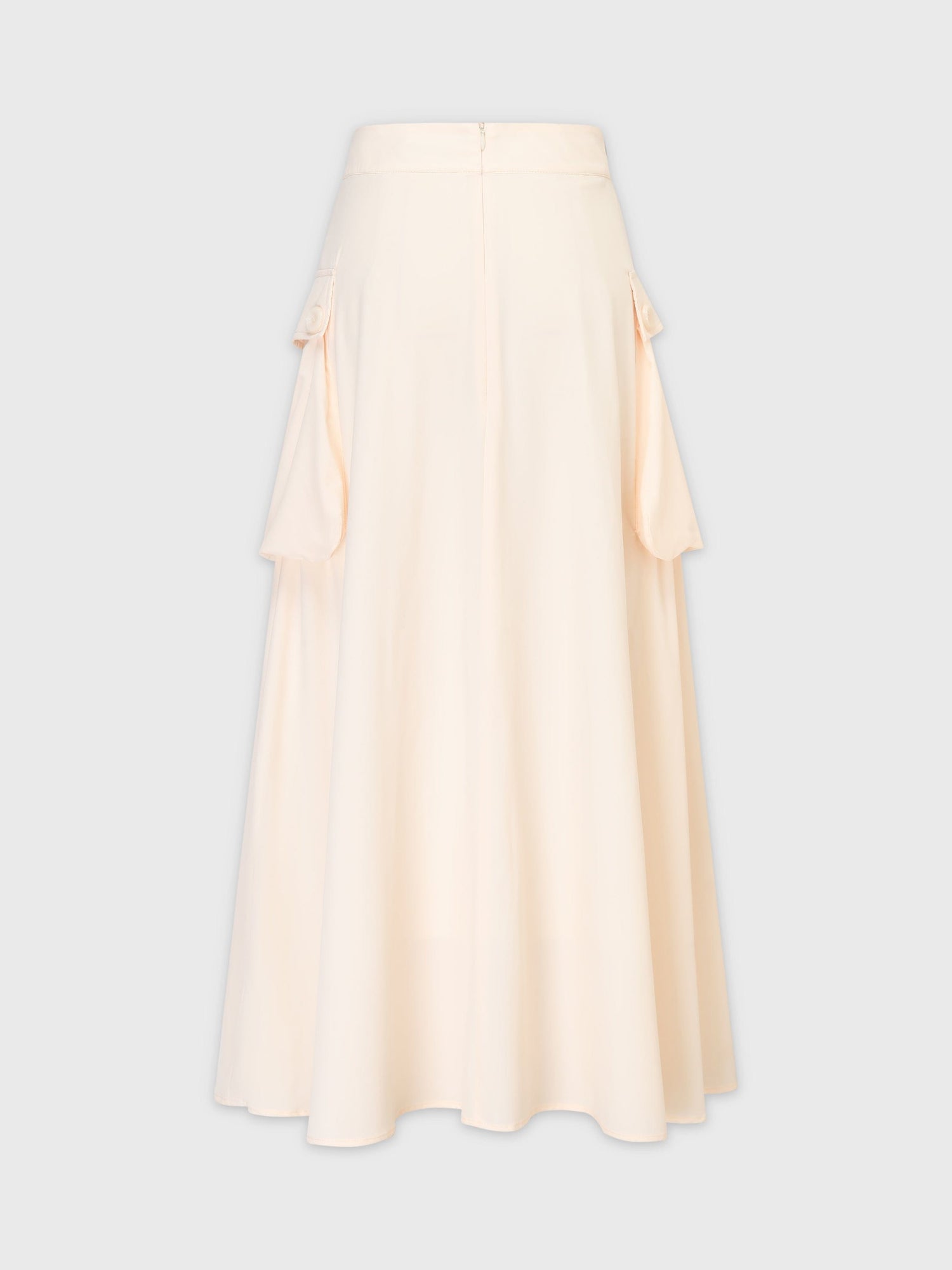 Button Cargo Pocket Skirt-Ivory