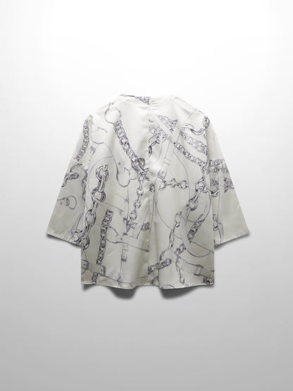 Faux Satin Crop Swing Top-Chains