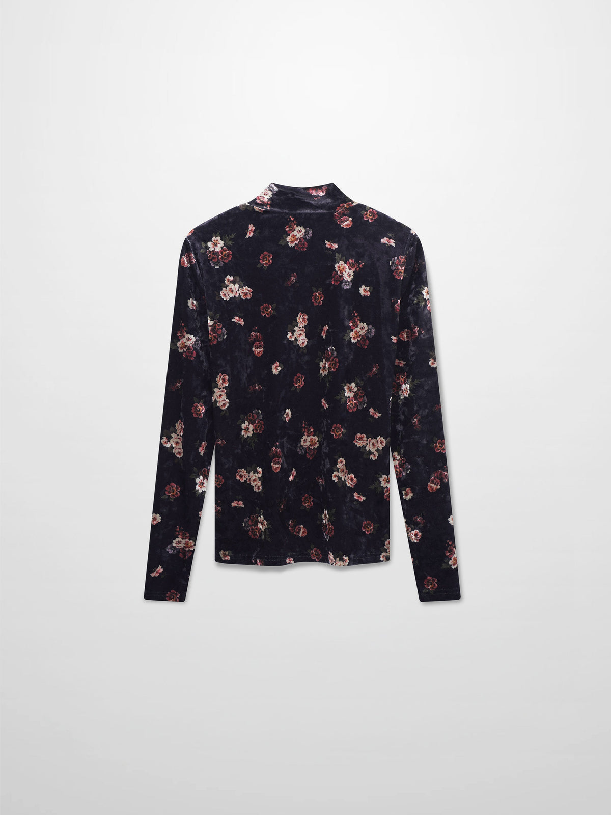 Printed Velour Turtleneck-Rosy