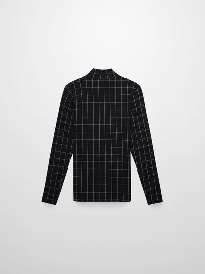 Printed Modal Turtleneck-Black Windowpane