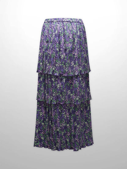 Layered Pintuck Pleated Skirt-Lavender Blossom