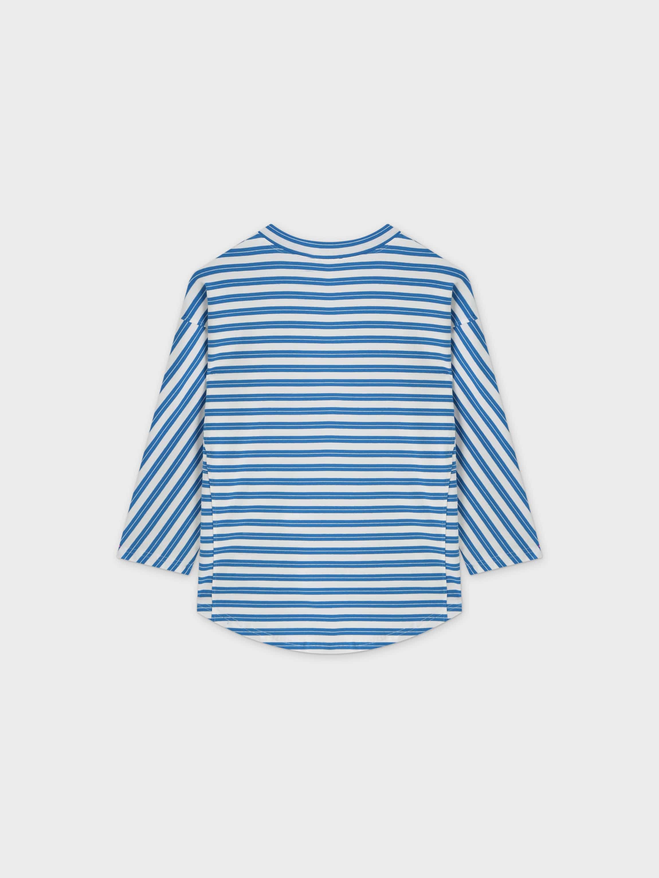 Striped Boxy Tee-Blue/White