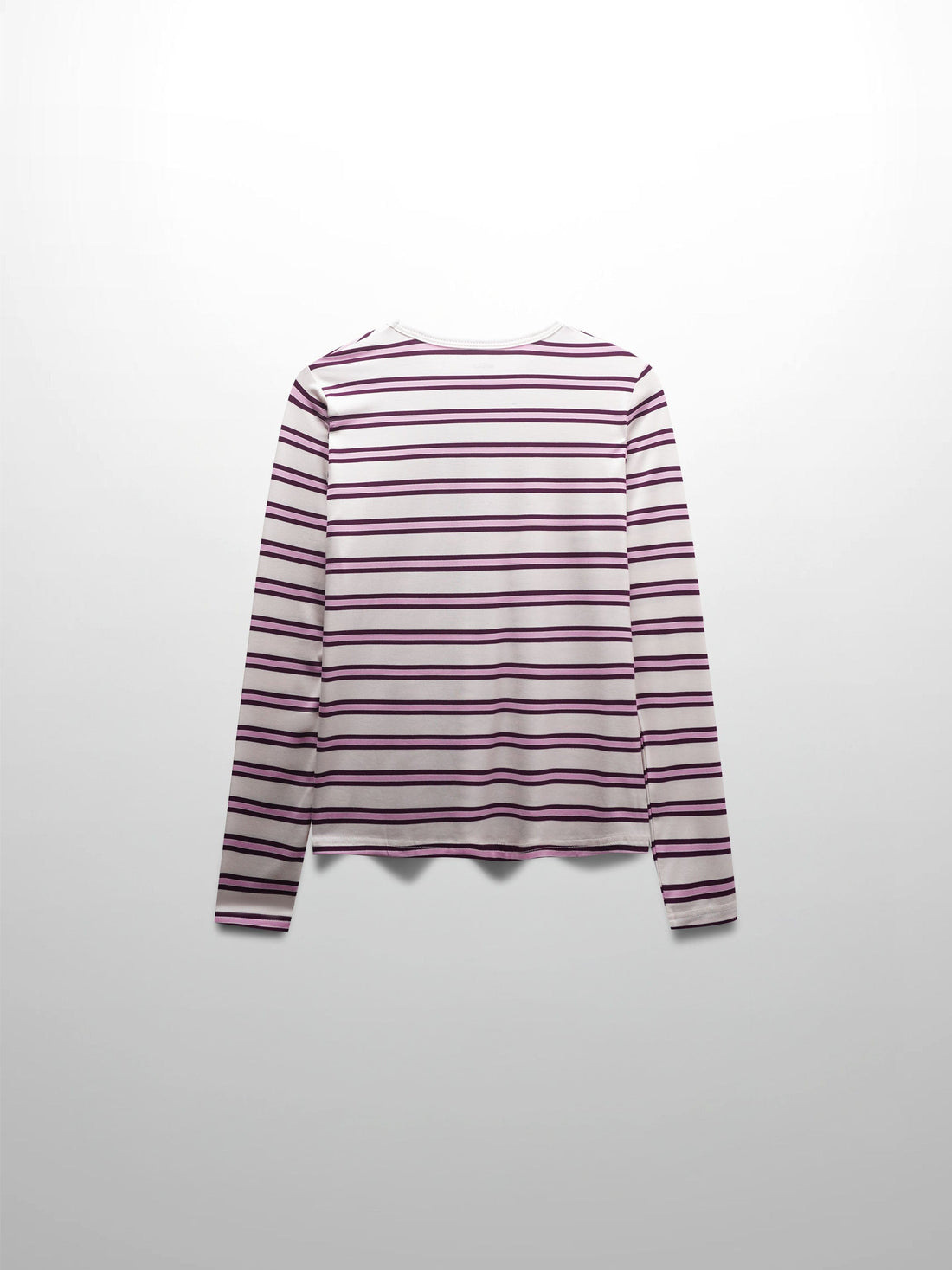 Flat Striped High V Long Sleeve-Raspberry/Pink
