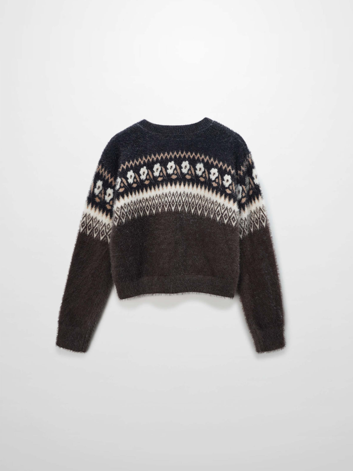 Mohair Crew Cardigan-Aztec Floral