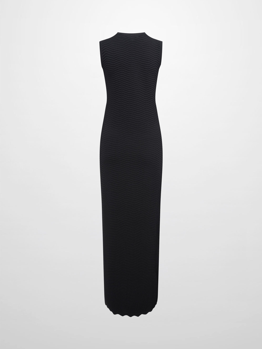 Wave Knit Slip Dress-Black