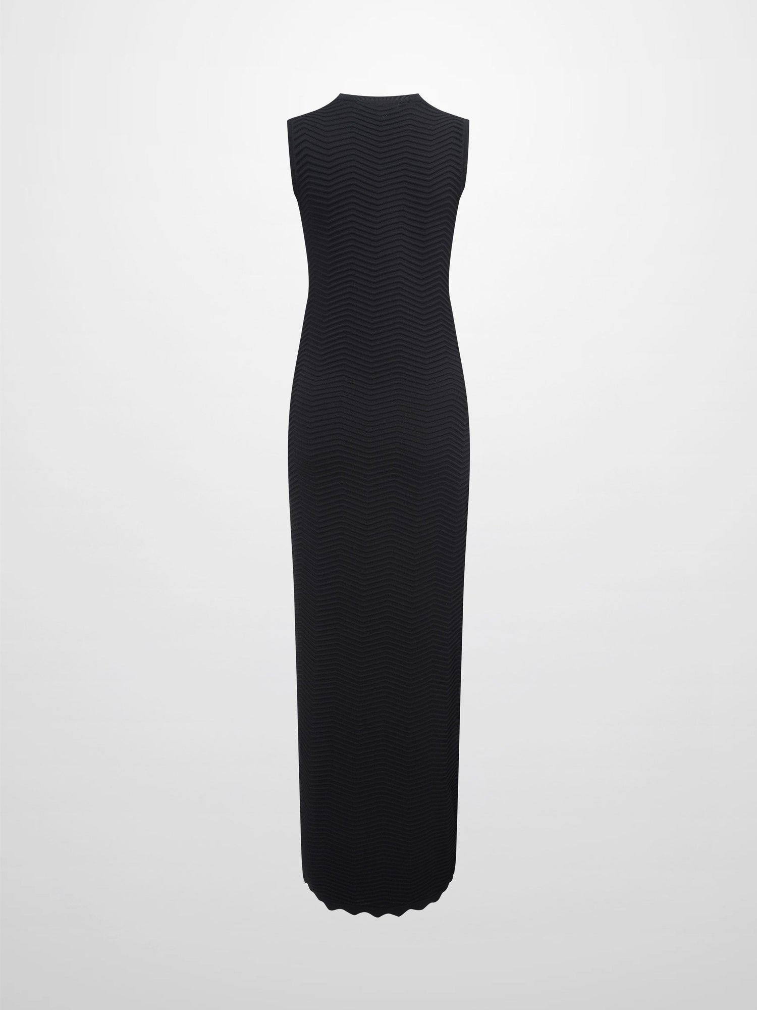 Wave Knit Slip Dress-Black