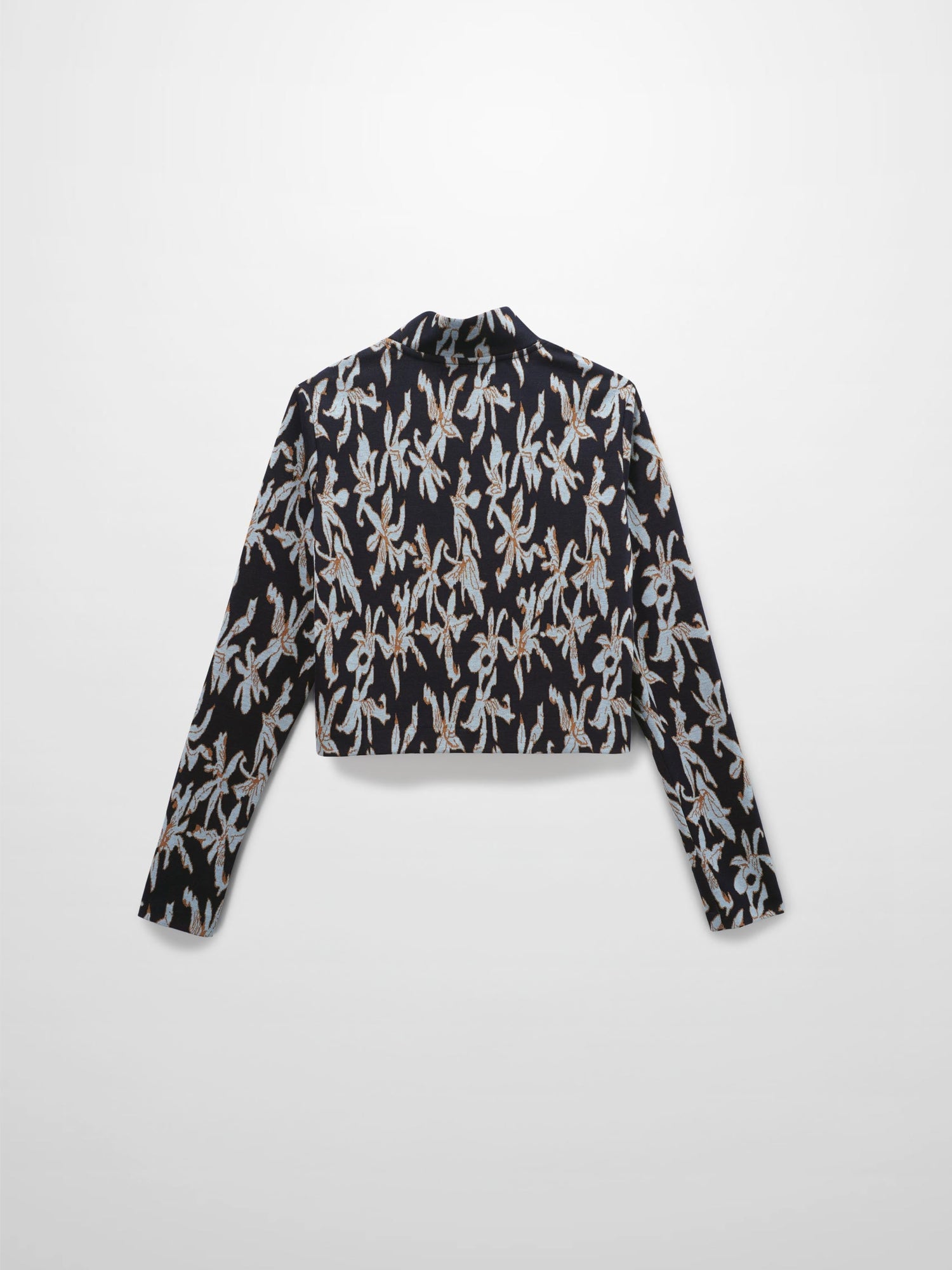 Boxy Mock Neck Top-Blue Floral