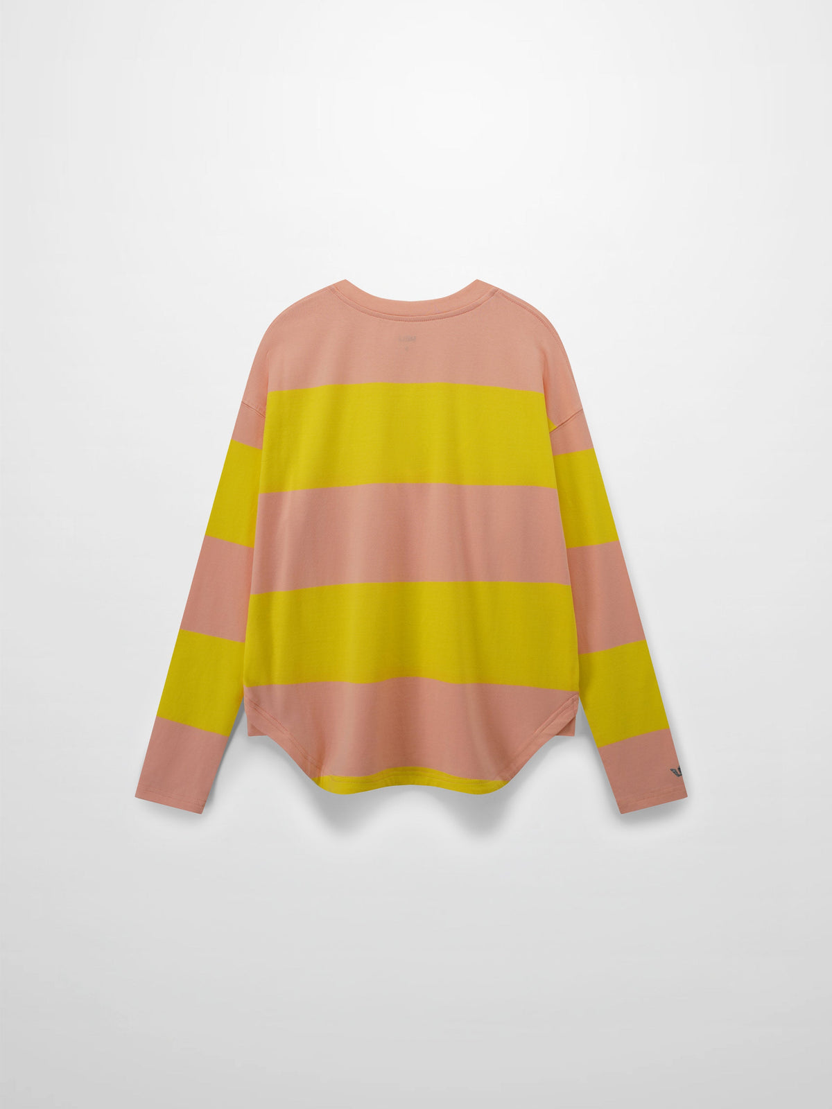 Oversized Rounded Hem T-Shirt-Peach/Yellow