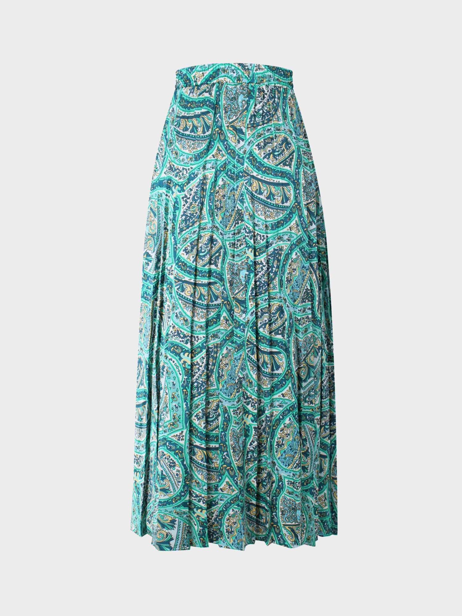 Covered Band Pleated Skirt 37"-Floral Paisley