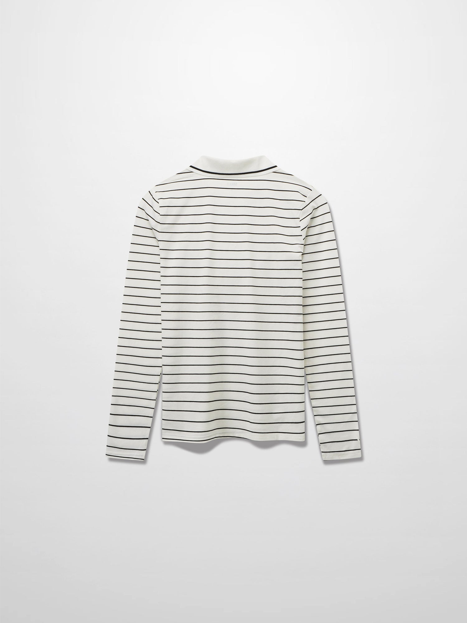Striped Collar Snap Tee-Ivory/Black