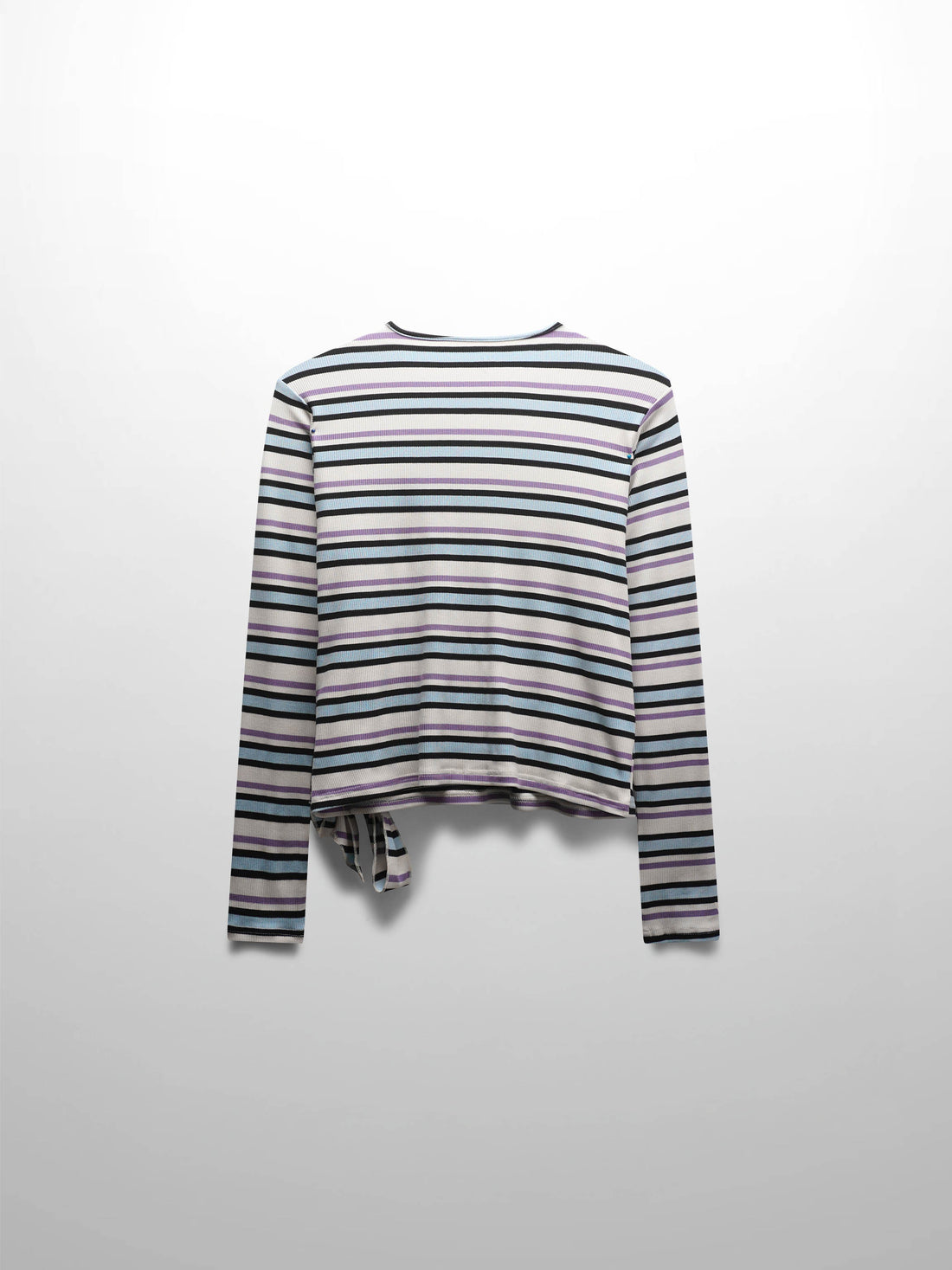 Striped Wrap Tee-Ivory/Light Blue