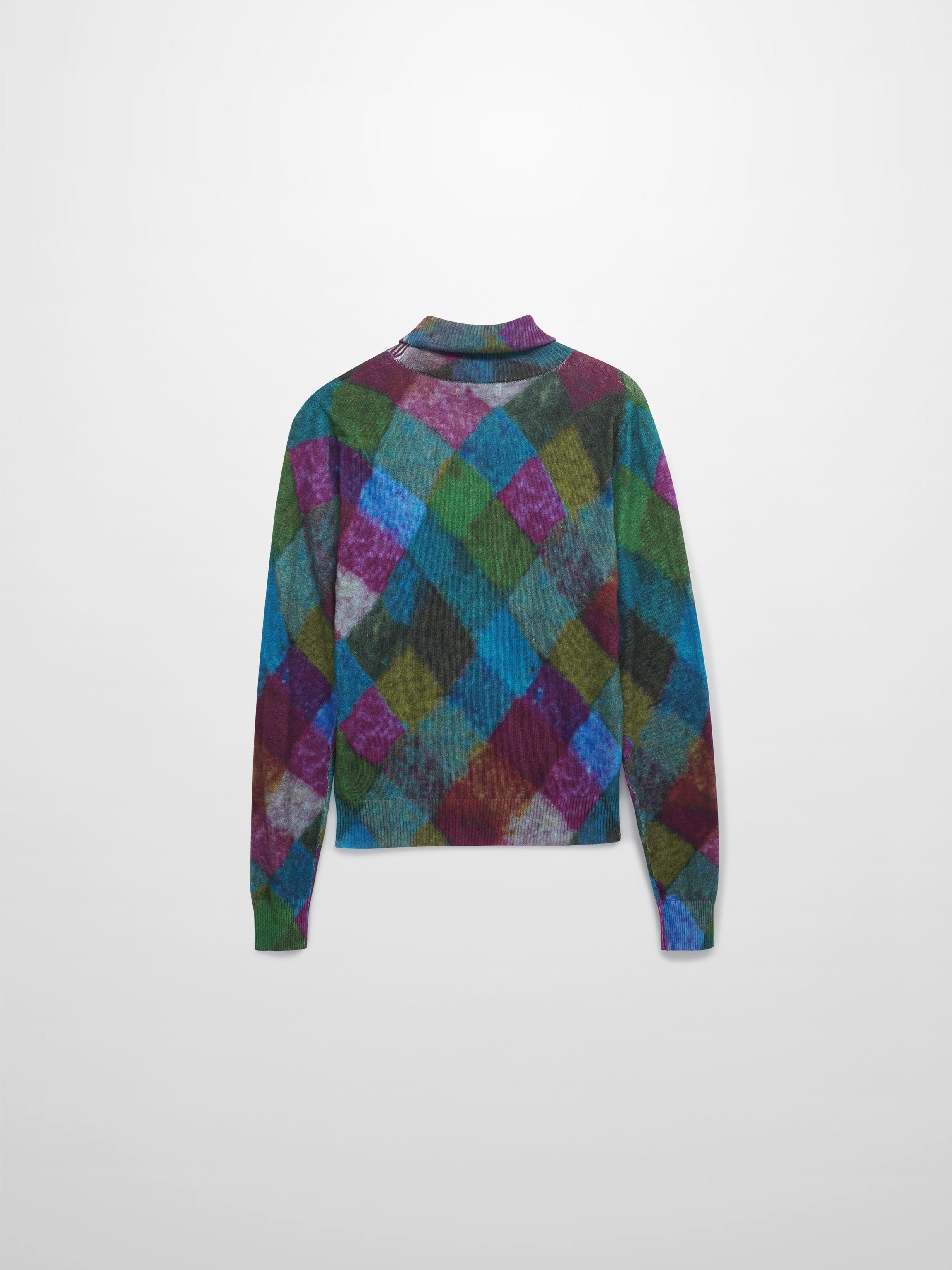 Thin Knit Turtleneck Sweater-Colored Diamonds