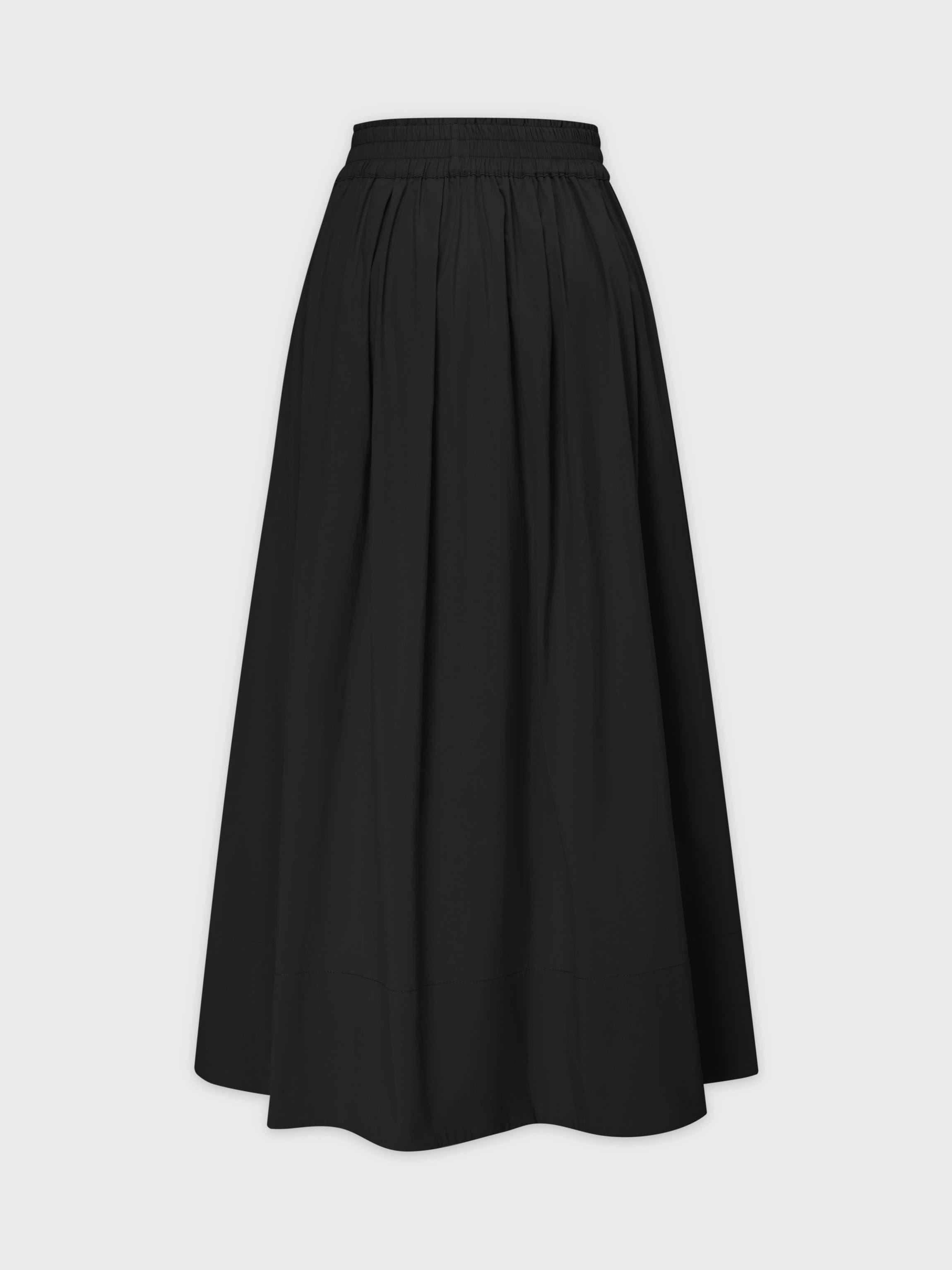 Gathered Waist Skirt-Black