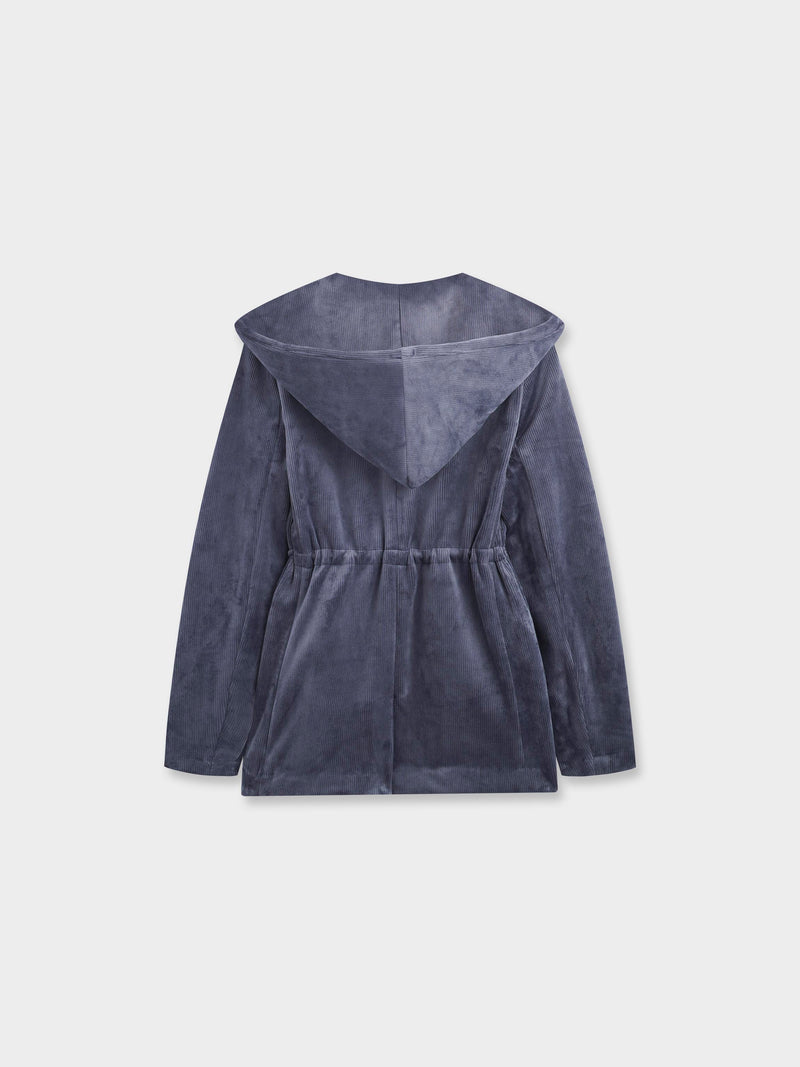 Velour Ribbed Blazer-Grey