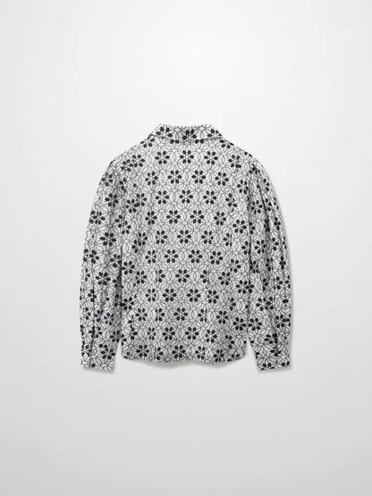 Embroidered Puff Sleeve Blouse-Floral
