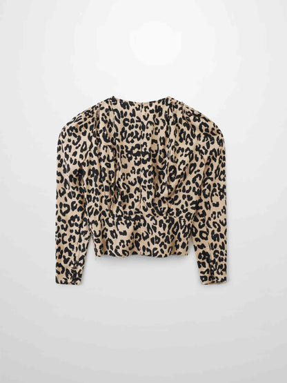 Vintage Blouson Top-Leopard
