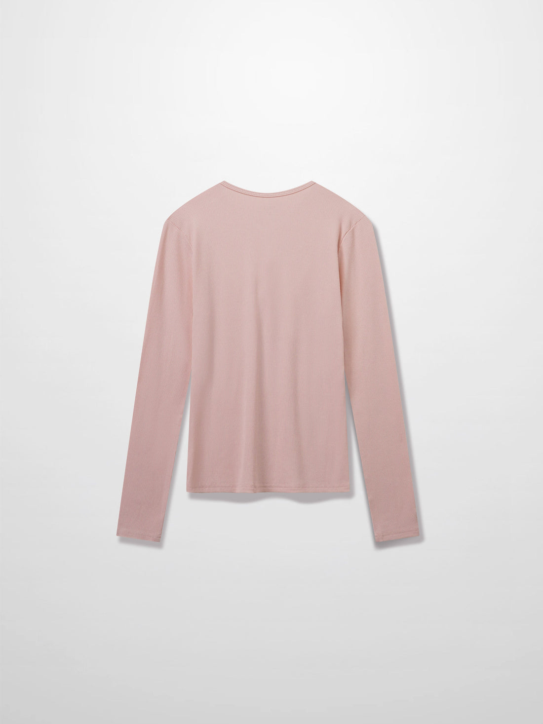 RIBBED HIGH V TEE LS-BABY PINK