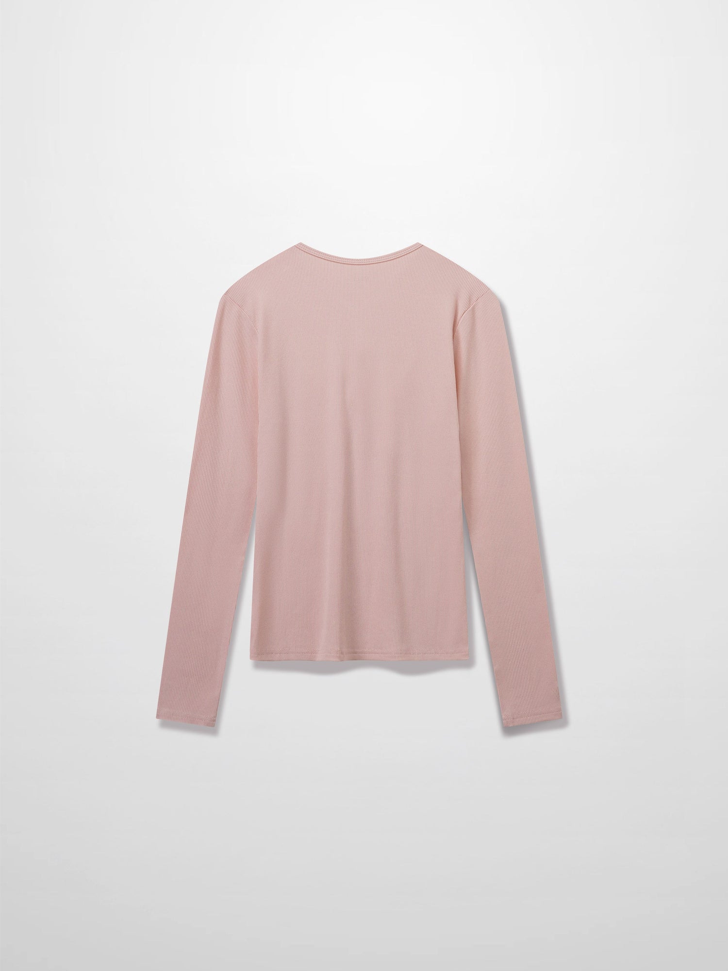 RIBBED HIGH V TEE LS-BABY PINK
