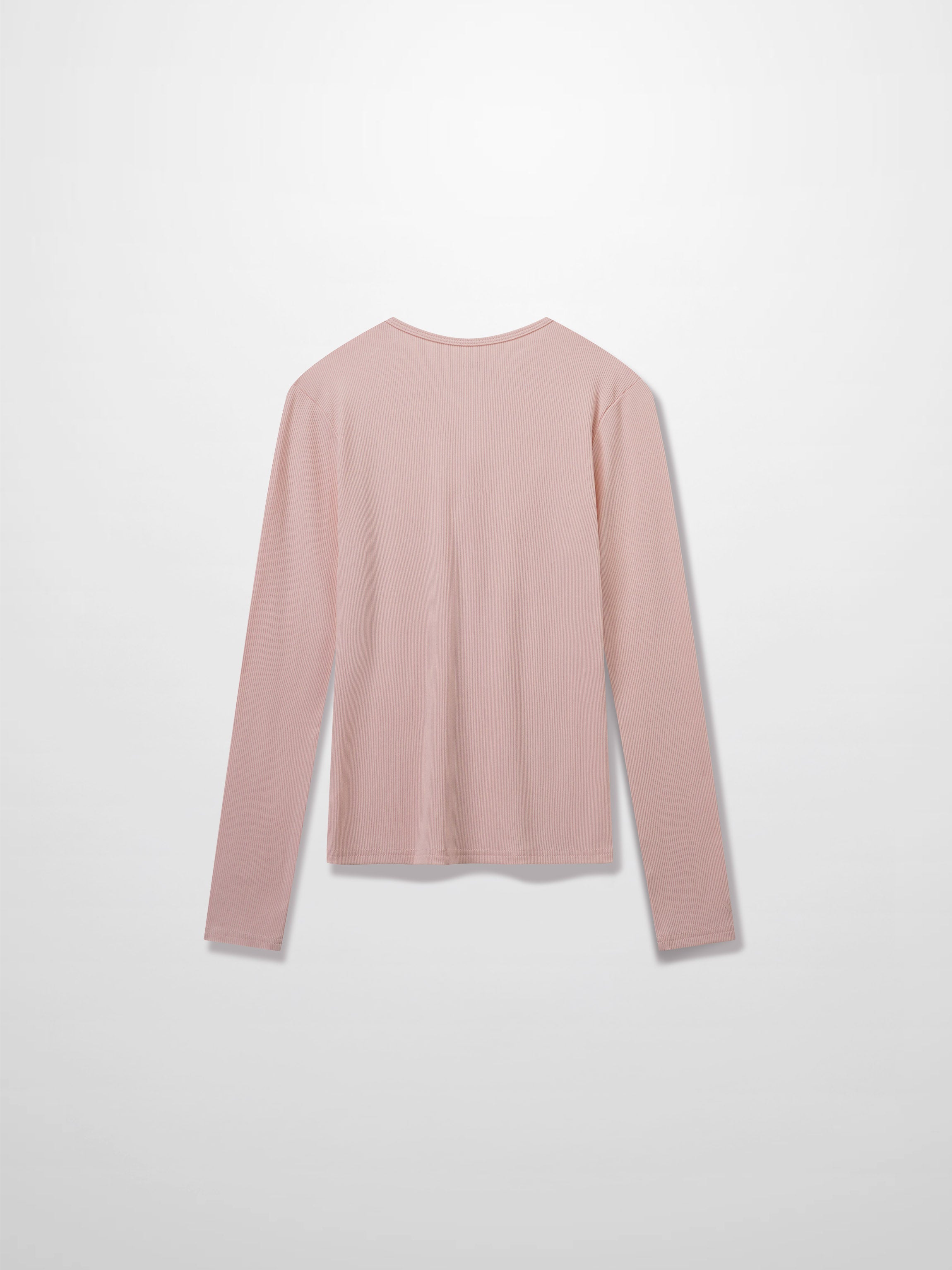 RIBBED HIGH V TEE LS-BABY PINK