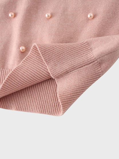 Pearl Embellished Sweater-Blush