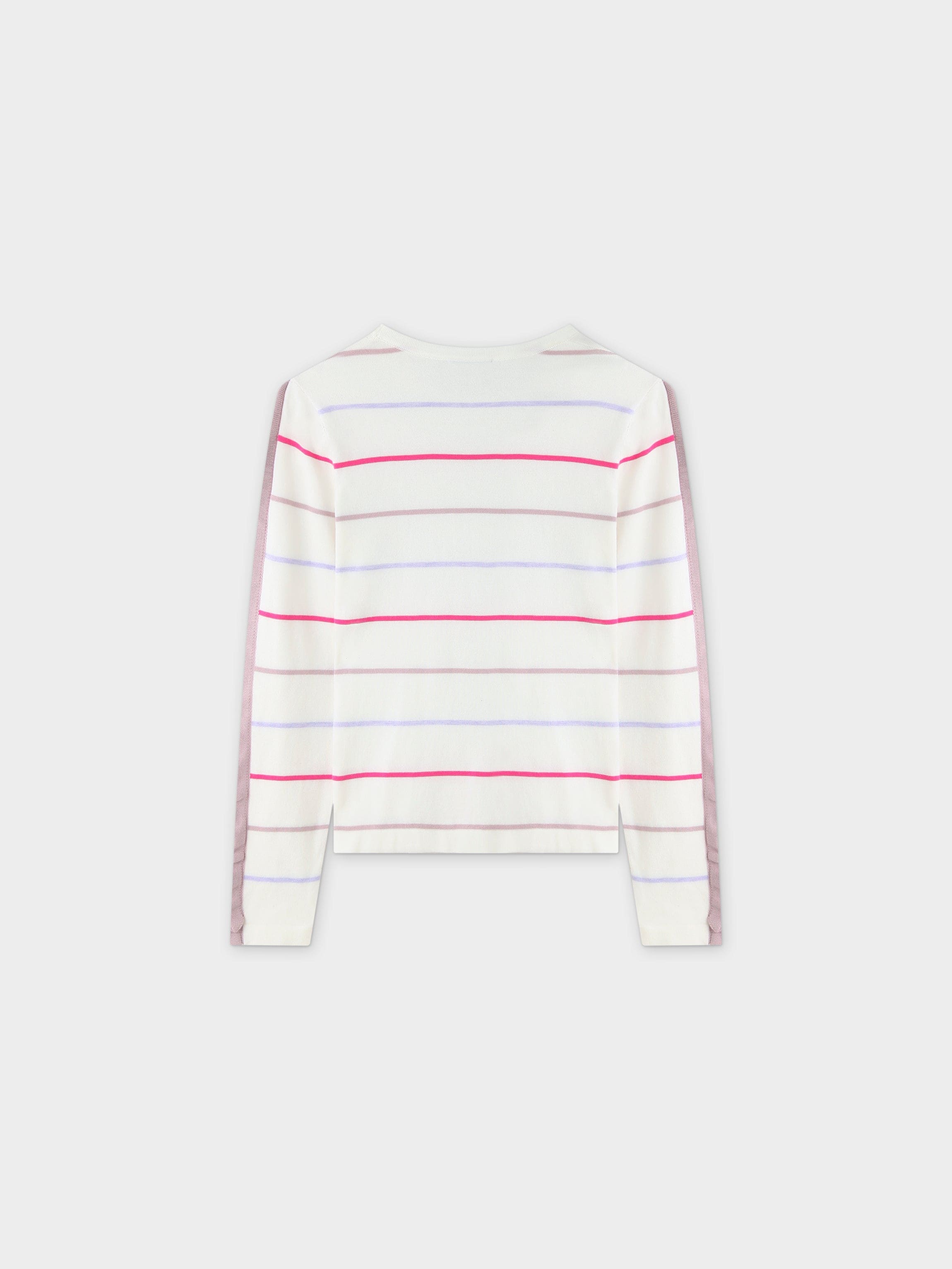 Ruffle Sleeve Sweater-Pink/Purple