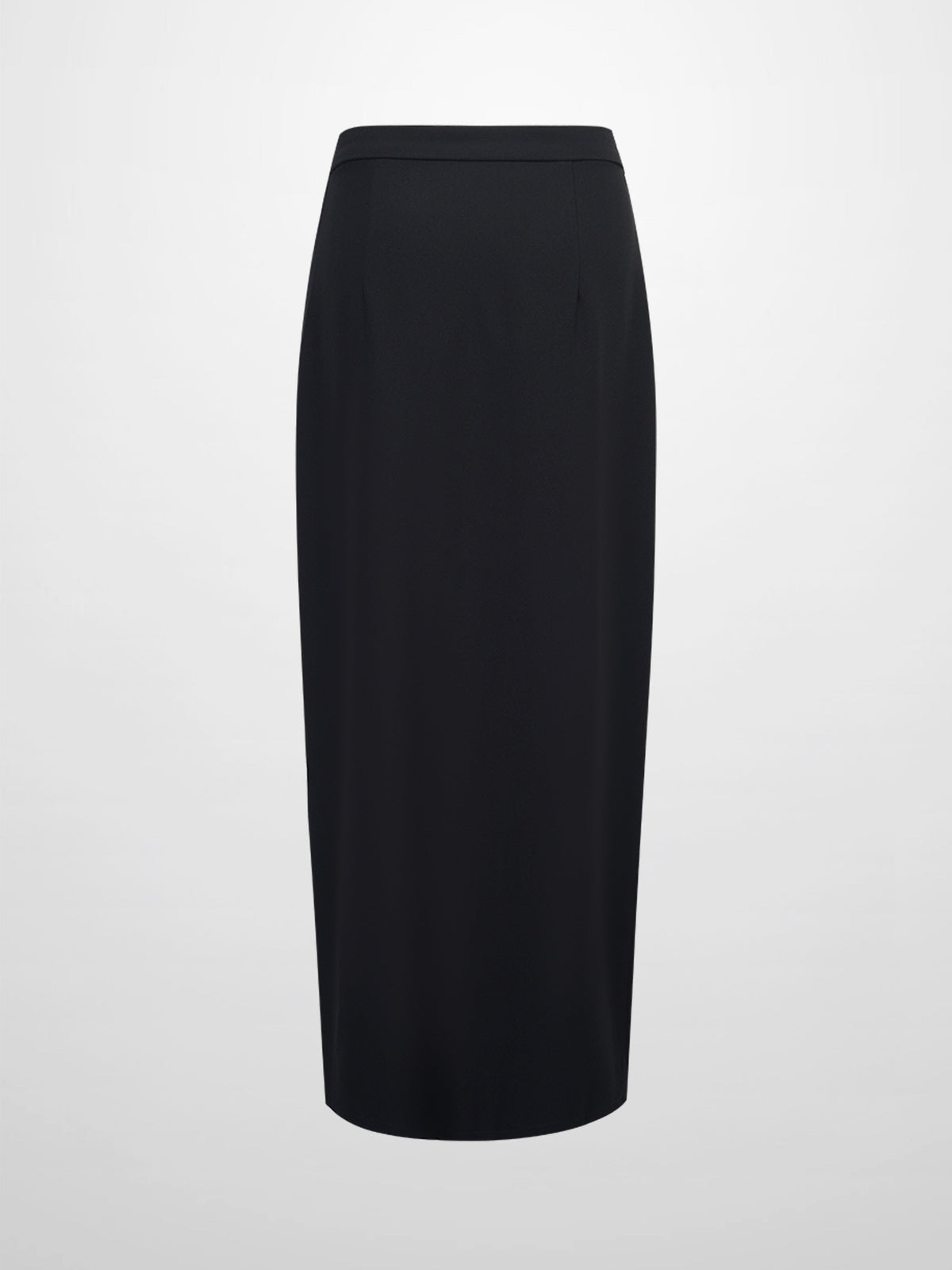 Gold Button Straight Pocket Skirt-Black