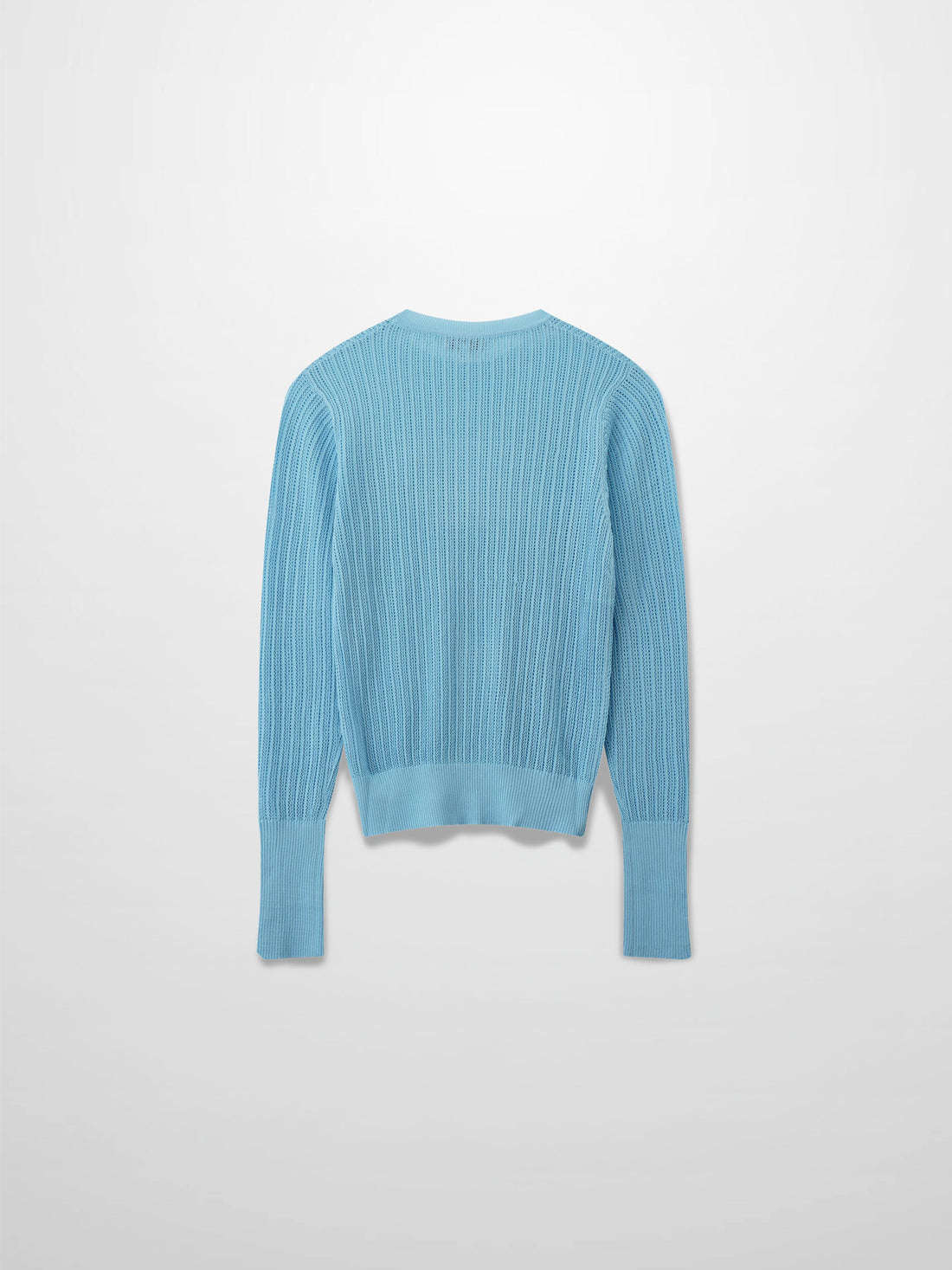 Printed Pointelle Sweater-Light Blue